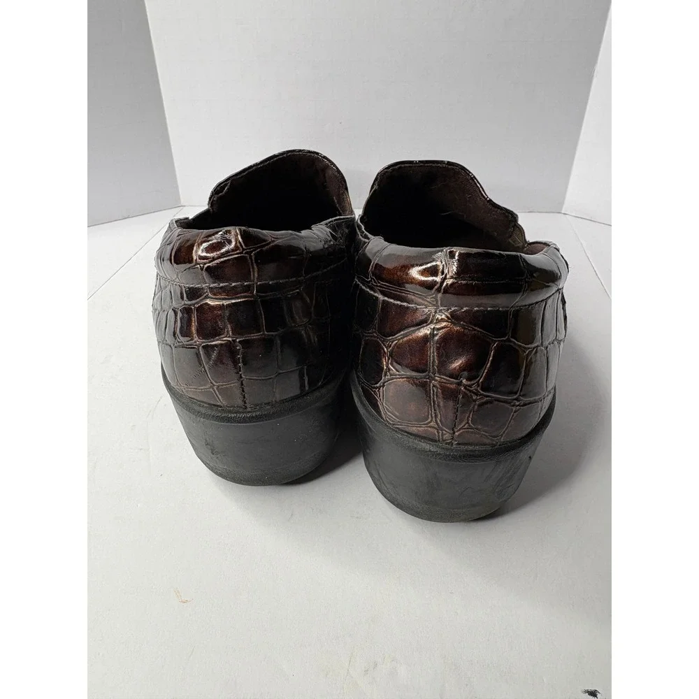 Clarks Brown Croc Embossed Slip On Loafers Wedge‎ Heel Womens 9M 26103541